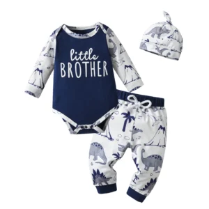 Newborn Baby Boys  Romper Bodysuit Top + infant Pants with Hat