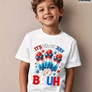 Boys  Patriotic Red,  white & Blue, Popsicle Print T-Shirt