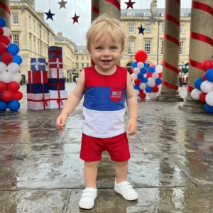 Patriotic toddler shorts set  crew neck sleeveless