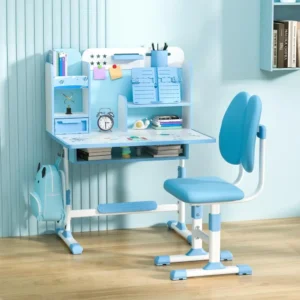 2Pcs/Set Height Adjustable Children School Study Table Chair Set - Ergonomic